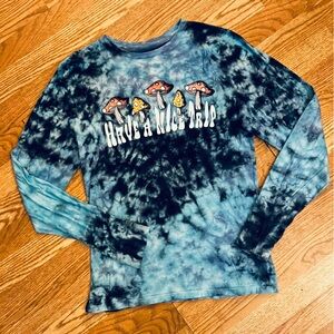 Eighty Eight Brand Long Sleeve Tye Dye Graphic Mushroom Have a Nice Trip TShirt